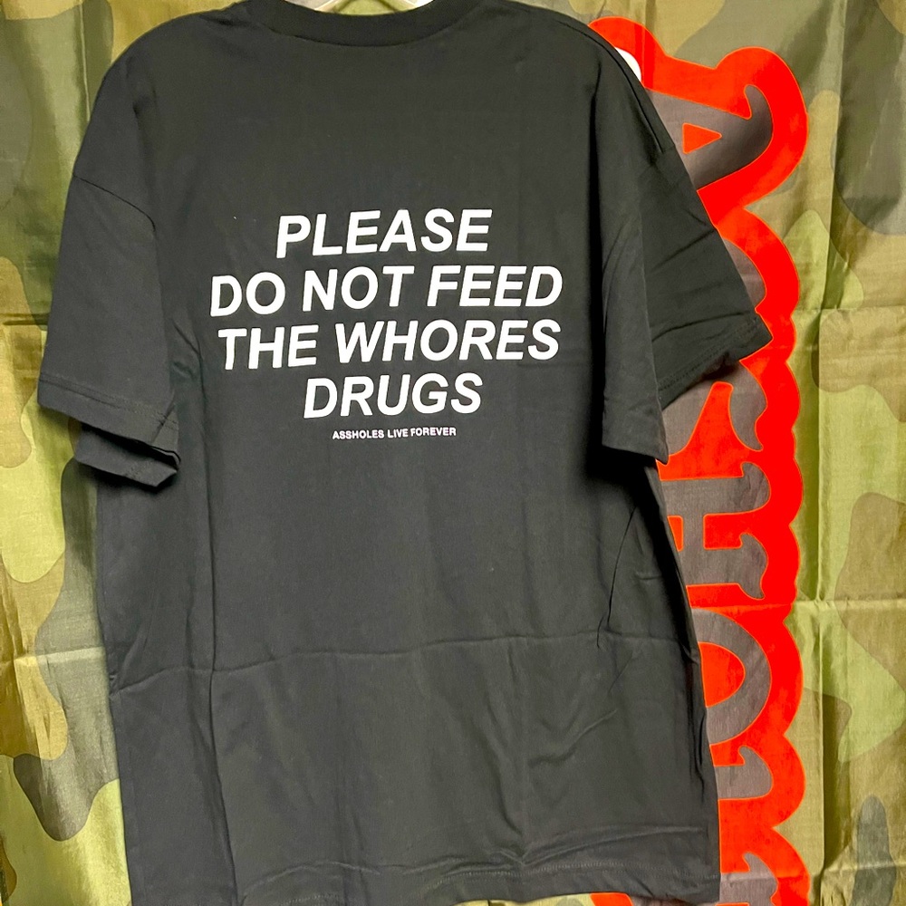 Black Graphic Short Sleeve Tee with Bold White Slogan